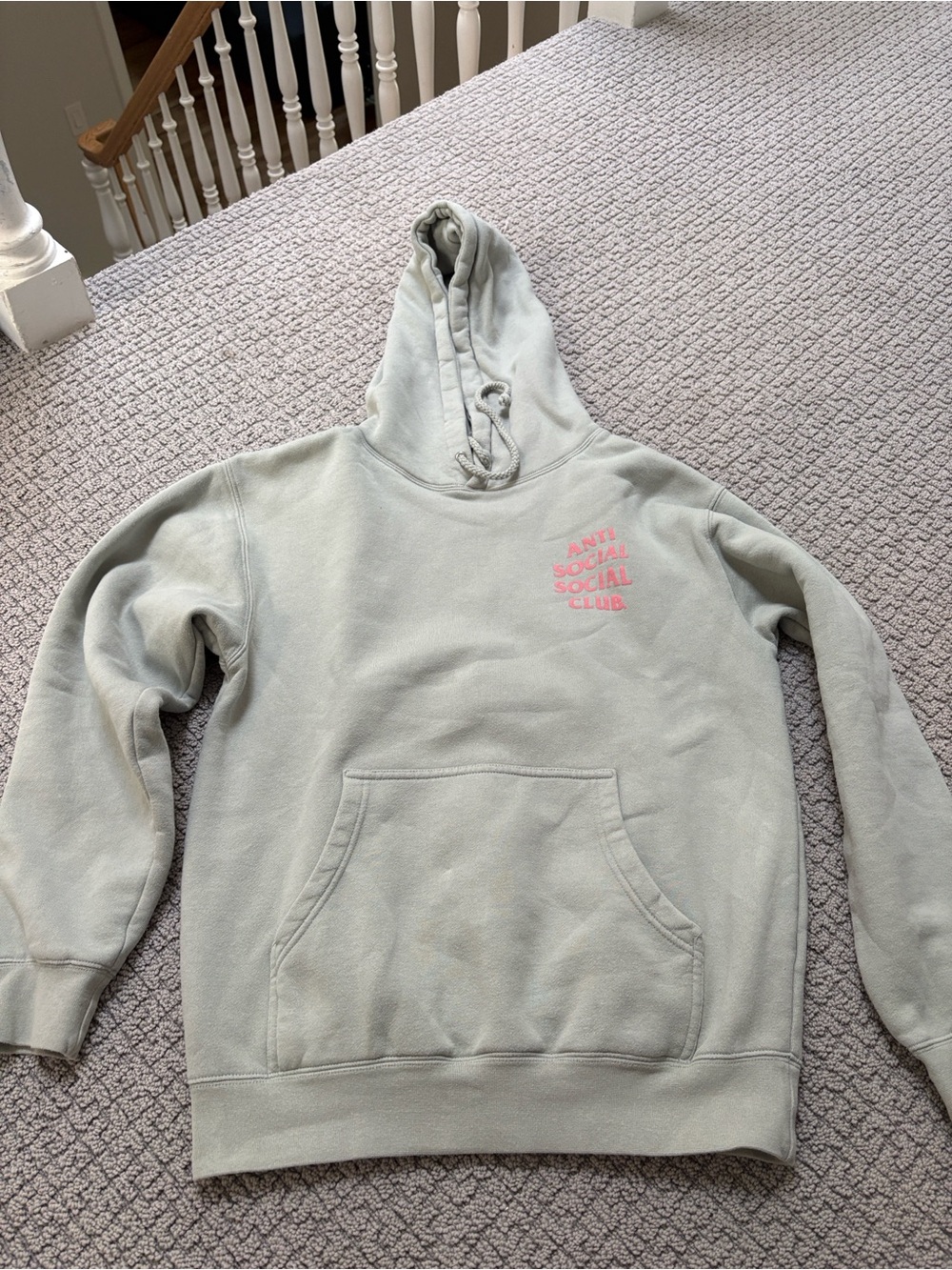 Anti Social Social Club Sage Green Hoodie with Black Logo Print